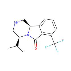 CC(C)[C@H]1CNC[C@H]2c3cccc(C(F)(F)F)c3C(=O)N12 ZINC000035271302