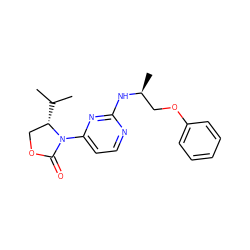 CC(C)[C@H]1COC(=O)N1c1ccnc(N[C@@H](C)COc2ccccc2)n1 ZINC000142146038