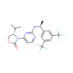 CC(C)[C@H]1COC(=O)N1c1ccnc(N[C@@H](C)c2cc(C(F)(F)F)cc(C(F)(F)F)c2)n1 ZINC000142050346