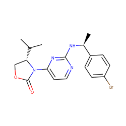 CC(C)[C@H]1COC(=O)N1c1ccnc(N[C@@H](C)c2ccc(Br)cc2)n1 ZINC000218473309