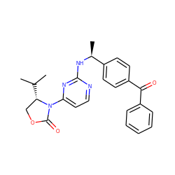 CC(C)[C@H]1COC(=O)N1c1ccnc(N[C@@H](C)c2ccc(C(=O)c3ccccc3)cc2)n1 ZINC000205141571