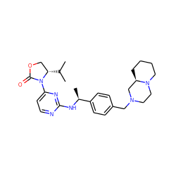 CC(C)[C@H]1COC(=O)N1c1ccnc(N[C@@H](C)c2ccc(CN3CCN4CCCC[C@@H]4C3)cc2)n1 ZINC000142061887