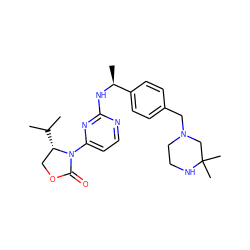 CC(C)[C@H]1COC(=O)N1c1ccnc(N[C@@H](C)c2ccc(CN3CCNC(C)(C)C3)cc2)n1 ZINC000218481335