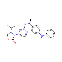 CC(C)[C@H]1COC(=O)N1c1ccnc(N[C@@H](C)c2ccc(N(C)c3ccccc3)cc2)n1 ZINC000221129914