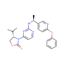 CC(C)[C@H]1COC(=O)N1c1ccnc(N[C@@H](C)c2ccc(Oc3ccccc3)nc2)n1 ZINC000142126907