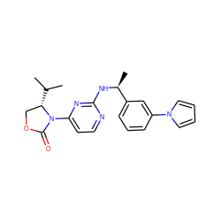 CC(C)[C@H]1COC(=O)N1c1ccnc(N[C@@H](C)c2cccc(-n3cccc3)c2)n1 ZINC000142151168