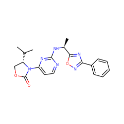 CC(C)[C@H]1COC(=O)N1c1ccnc(N[C@@H](C)c2nc(-c3ccccc3)no2)n1 ZINC000142078754