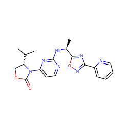 CC(C)[C@H]1COC(=O)N1c1ccnc(N[C@@H](C)c2nc(-c3ccccn3)no2)n1 ZINC000142083626