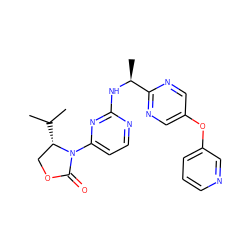 CC(C)[C@H]1COC(=O)N1c1ccnc(N[C@@H](C)c2ncc(Oc3cccnc3)cn2)n1 ZINC000221128613