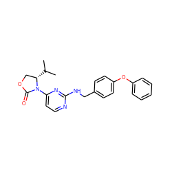 CC(C)[C@H]1COC(=O)N1c1ccnc(NCc2ccc(Oc3ccccc3)cc2)n1 ZINC000221307874