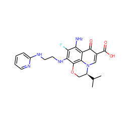 CC(C)[C@H]1COc2c(NCCNc3ccccn3)c(F)c(N)c3c(=O)c(C(=O)O)cn1c23 ZINC000072123396