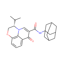 CC(C)[C@H]1COc2cccc3c(=O)c(C(=O)NC45CC6CC(CC(C6)C4)C5)cn1c23 ZINC000095553570