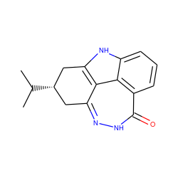 CC(C)[C@H]1Cc2n[nH]c(=O)c3cccc4[nH]c(c2c43)C1 ZINC000150203425