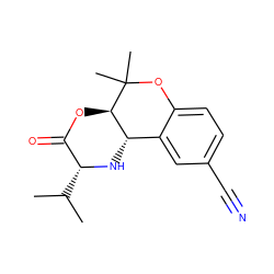 CC(C)[C@H]1N[C@H]2c3cc(C#N)ccc3OC(C)(C)[C@@H]2OC1=O ZINC000096941754