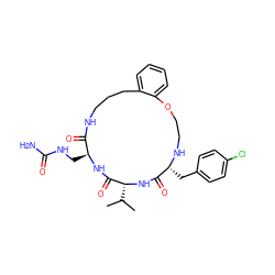 CC(C)[C@H]1NC(=O)[C@@H](Cc2ccc(Cl)cc2)NCCOc2ccccc2CCCNC(=O)[C@H](CNC(N)=O)NC1=O ZINC000028823458