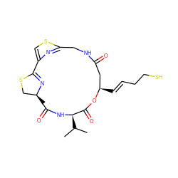 CC(C)[C@H]1NC(=O)[C@]2(C)CSC(=N2)c2csc(n2)CNC(=O)C[C@@H](/C=C/CCS)OC1=O ZINC000059113693