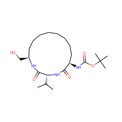 CC(C)[C@H]1NC(=O)[C@H](NC(=O)OC(C)(C)C)CCCCCCCC[C@H](CO)NC1=O ZINC000027191572