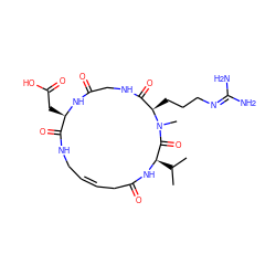 CC(C)[C@H]1NC(=O)C/C=C\CNC(=O)[C@@H](CC(=O)O)NC(=O)CNC(=O)[C@@H](CCCN=C(N)N)N(C)C1=O ZINC000101253483