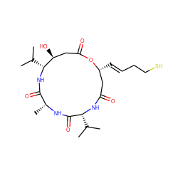 CC(C)[C@H]1NC(=O)C[C@@H](/C=C/CCS)OC(=O)C[C@H](O)[C@@H](C(C)C)NC(=O)[C@@H](C)NC1=O ZINC000043195454