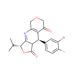 CC(C)[C@H]1OC(=O)C2C1=NC1=C(C(=O)COC1)[C@H]2c1ccc(F)c(Br)c1 ZINC000040766745