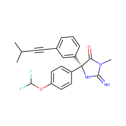 CC(C)C#Cc1cccc([C@@]2(c3ccc(OC(F)F)cc3)NC(=N)N(C)C2=O)c1 ZINC000064503979