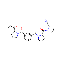 CC(C)C(=O)[C@@H]1CCCN1C(=O)c1cccc(C(=O)N2CCC[C@H]2C(=O)N2CCC[C@H]2C#N)c1 ZINC000013528104