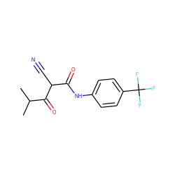 CC(C)C(=O)C(C#N)C(=O)Nc1ccc(C(F)(F)F)cc1 ZINC000101070690