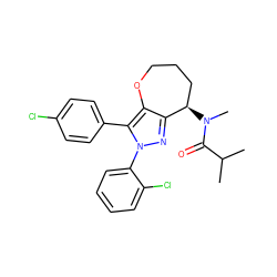 CC(C)C(=O)N(C)[C@@H]1CCCOc2c1nn(-c1ccccc1Cl)c2-c1ccc(Cl)cc1 ZINC000084670454