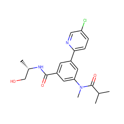 CC(C)C(=O)N(C)c1cc(C(=O)N[C@@H](C)CO)cc(-c2ccc(Cl)cn2)c1 ZINC000144248879