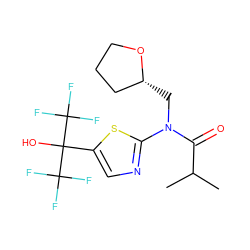 CC(C)C(=O)N(C[C@@H]1CCCO1)c1ncc(C(O)(C(F)(F)F)C(F)(F)F)s1 ZINC000036184787