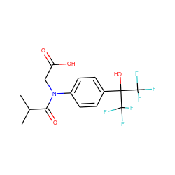 CC(C)C(=O)N(CC(=O)O)c1ccc(C(O)(C(F)(F)F)C(F)(F)F)cc1 ZINC000013682569