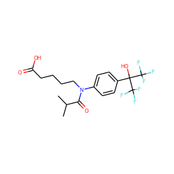 CC(C)C(=O)N(CCCCC(=O)O)c1ccc(C(O)(C(F)(F)F)C(F)(F)F)cc1 ZINC000013682575