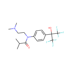 CC(C)C(=O)N(CCN(C)C)c1ccc(C(O)(C(F)(F)F)C(F)(F)F)cc1 ZINC000013682557