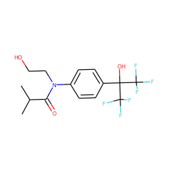 CC(C)C(=O)N(CCO)c1ccc(C(O)(C(F)(F)F)C(F)(F)F)cc1 ZINC000013682561