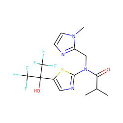 CC(C)C(=O)N(Cc1nccn1C)c1ncc(C(O)(C(F)(F)F)C(F)(F)F)s1 ZINC000036184779