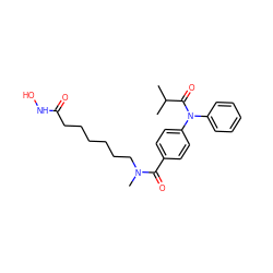 CC(C)C(=O)N(c1ccccc1)c1ccc(C(=O)N(C)CCCCCCC(=O)NO)cc1 ZINC000118145082