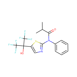 CC(C)C(=O)N(c1ccccc1)c1ncc(C(O)(C(F)(F)F)C(F)(F)F)s1 ZINC000036184780