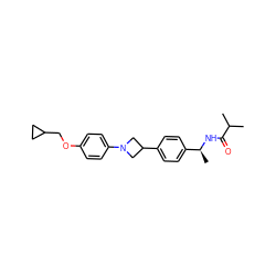 CC(C)C(=O)N[C@@H](C)c1ccc(C2CN(c3ccc(OCC4CC4)cc3)C2)cc1 ZINC000149956892