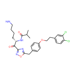 CC(C)C(=O)N[C@@H](CCCCN)C(=O)c1noc(Cc2ccc(OCCc3ccc(Cl)c(Cl)c3)cc2)n1 ZINC000042923557