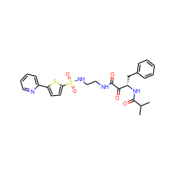 CC(C)C(=O)N[C@@H](Cc1ccccc1)C(=O)C(=O)NCCNS(=O)(=O)c1ccc(-c2ccccn2)s1 ZINC000026469358