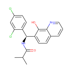 CC(C)C(=O)N[C@@H](c1ccc(Cl)cc1Cl)c1ccc2cccnc2c1O ZINC000000869240