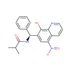 CC(C)C(=O)N[C@@H](c1ccccc1)c1cc([N+](=O)[O-])c2cccnc2c1O ZINC000002814376