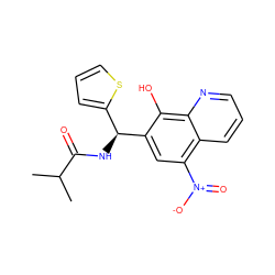 CC(C)C(=O)N[C@@H](c1cccs1)c1cc([N+](=O)[O-])c2cccnc2c1O ZINC000004171967