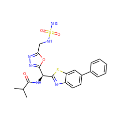 CC(C)C(=O)N[C@@H](c1nnc(CNS(N)(=O)=O)o1)c1nc2ccc(-c3ccccc3)cc2s1 ZINC000206771634