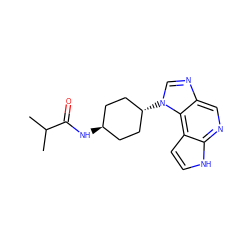 CC(C)C(=O)N[C@H]1CC[C@H](n2cnc3cnc4[nH]ccc4c32)CC1 ZINC000253994502