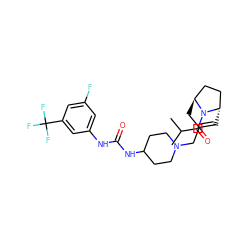 CC(C)C(=O)N1[C@H]2C=C(CN3CCC(NC(=O)Nc4cc(F)cc(C(F)(F)F)c4)CC3)C[C@H]1CC2 ZINC000101129338