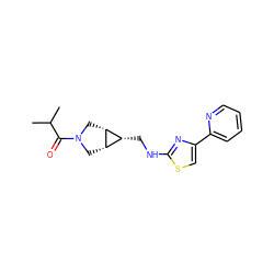 CC(C)C(=O)N1C[C@H]2[C@@H](CNc3nc(-c4ccccn4)cs3)[C@H]2C1 ZINC000101637788