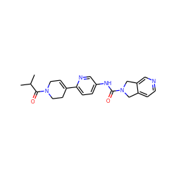 CC(C)C(=O)N1CC=C(c2ccc(NC(=O)N3Cc4ccncc4C3)cn2)CC1 ZINC000166695513