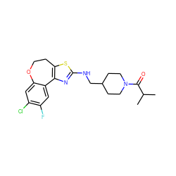 CC(C)C(=O)N1CCC(CNc2nc3c(s2)CCOc2cc(Cl)c(F)cc2-3)CC1 ZINC000026492226