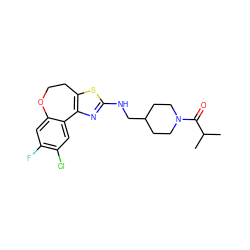 CC(C)C(=O)N1CCC(CNc2nc3c(s2)CCOc2cc(F)c(Cl)cc2-3)CC1 ZINC000026492614